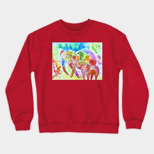 Colorful Mother and Baby Elephant Crewneck Sweatshirt